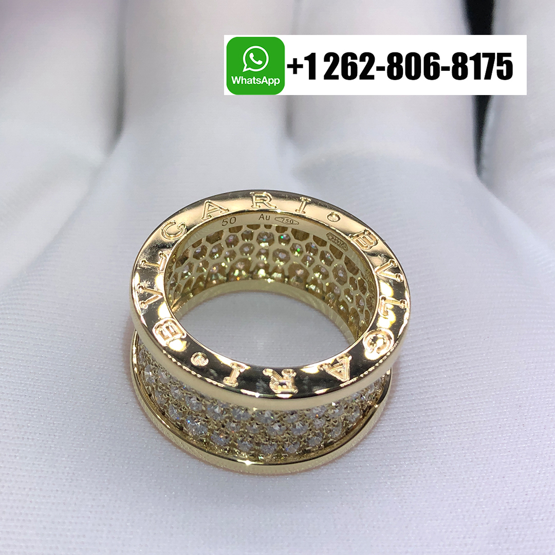 Bvlgari B.Zero1 Pave Diamond Band Ring in 18K Yellow Gold