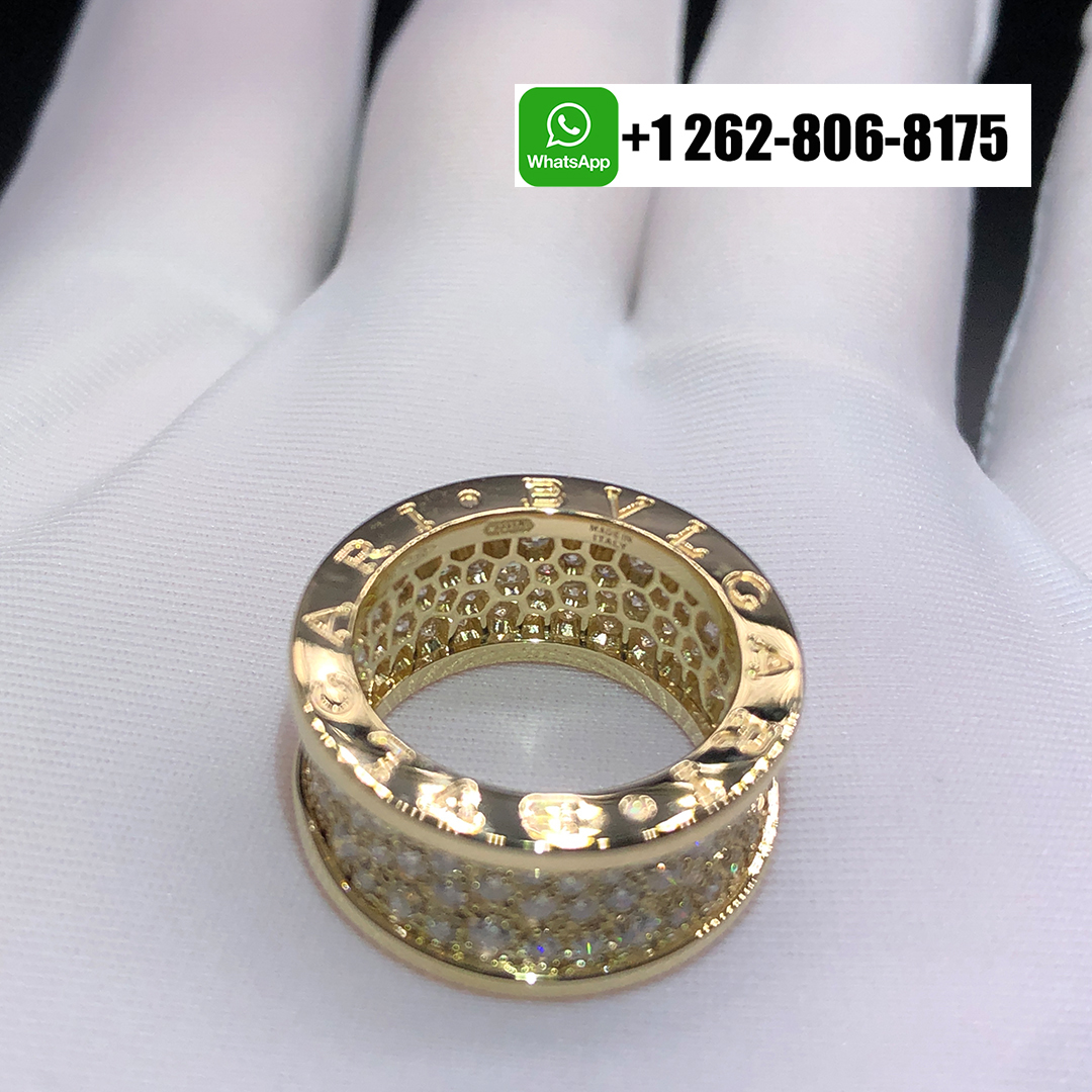 Bvlgari B.Zero1 Pave Diamond Band Ring in 18K Yellow Gold