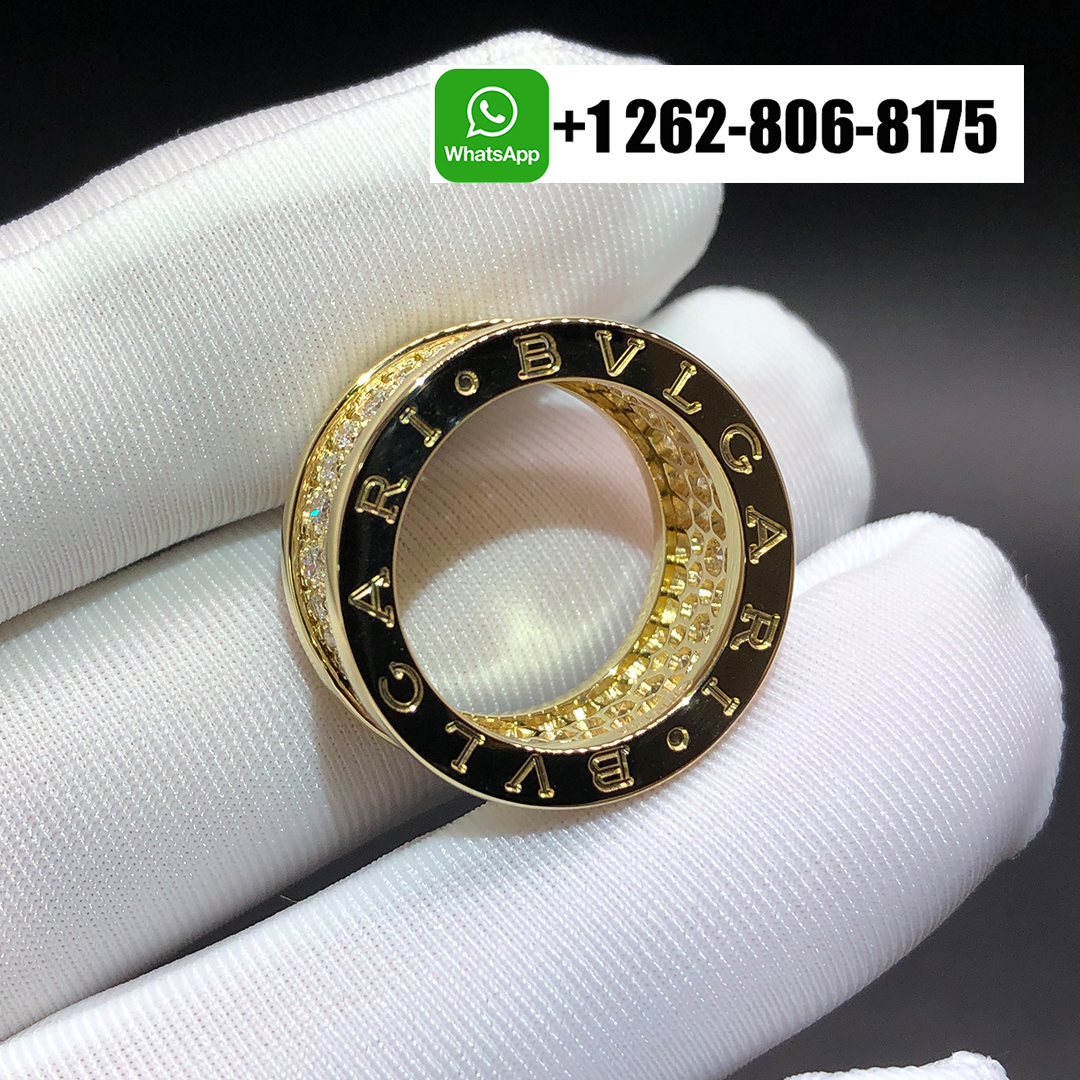 Bvlgari B.Zero1 Pave Diamond Band Ring in 18K Yellow Gold