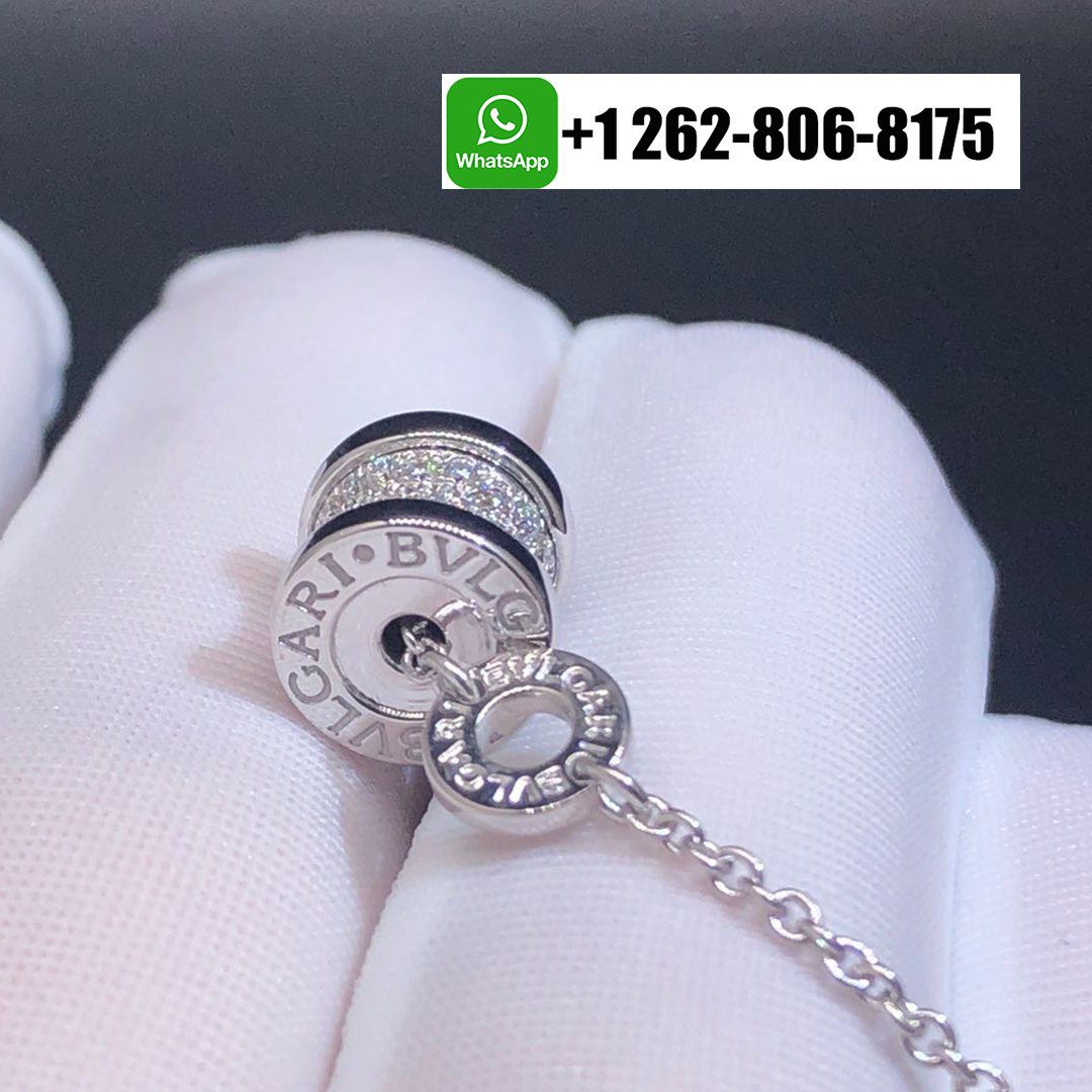 Bvlgari B.zero1 Soft Bracelet in 18k White Gold with Pavé Diamonds 350899