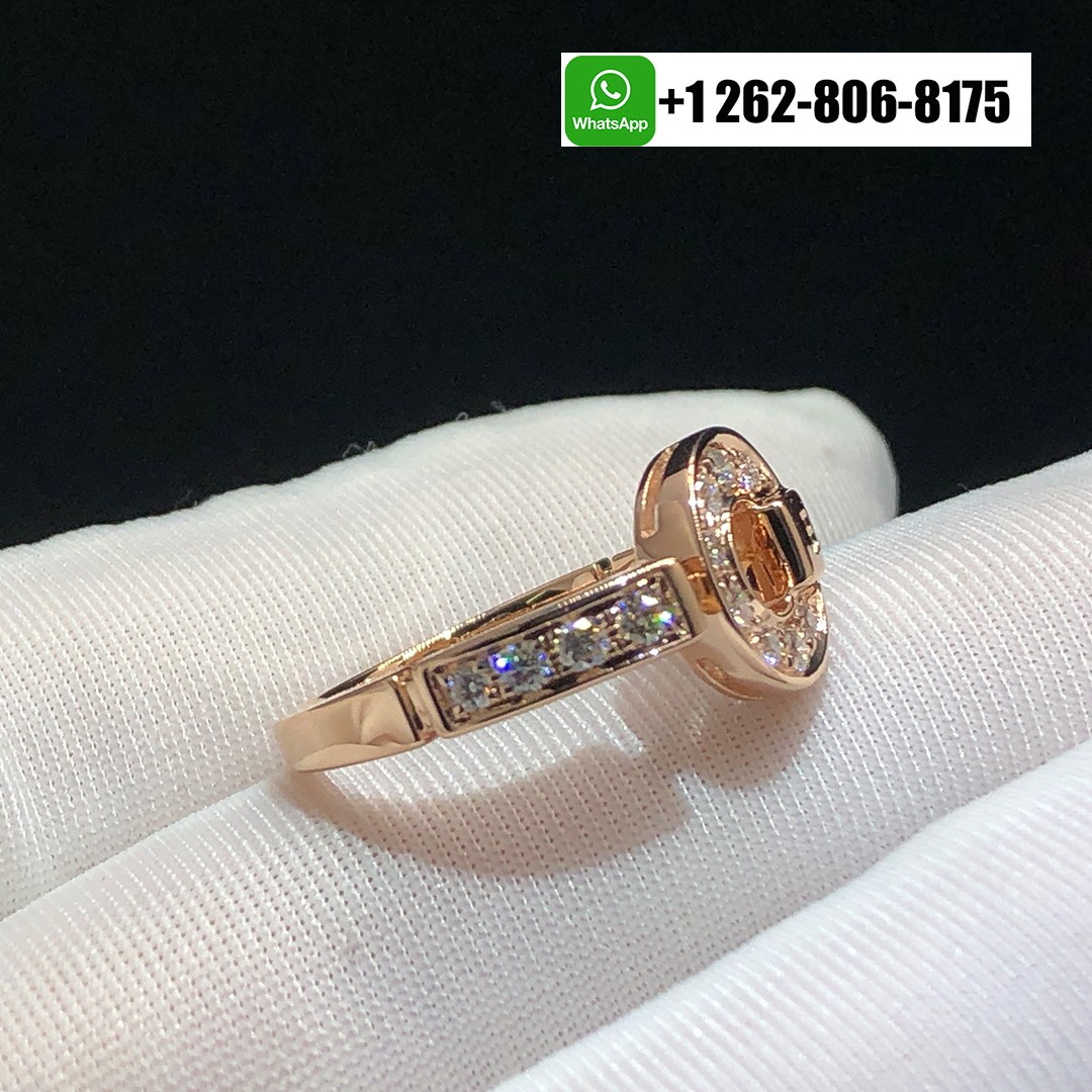 Bvlgari Bvlgari 18k Rose Gold Ring with Pavé Diamonds 346215