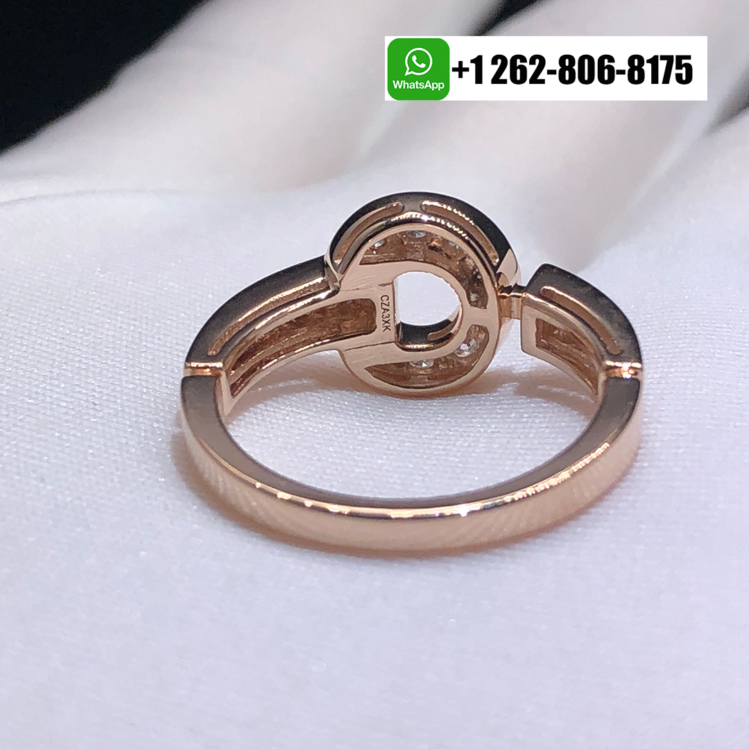 Bvlgari Bvlgari 18k Rose Gold Ring with Pavé Diamonds 346215