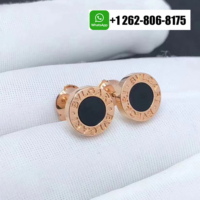 Bvlgari Bvlgari 18k Rose Gold Single Stud Earring with Onyx 354730