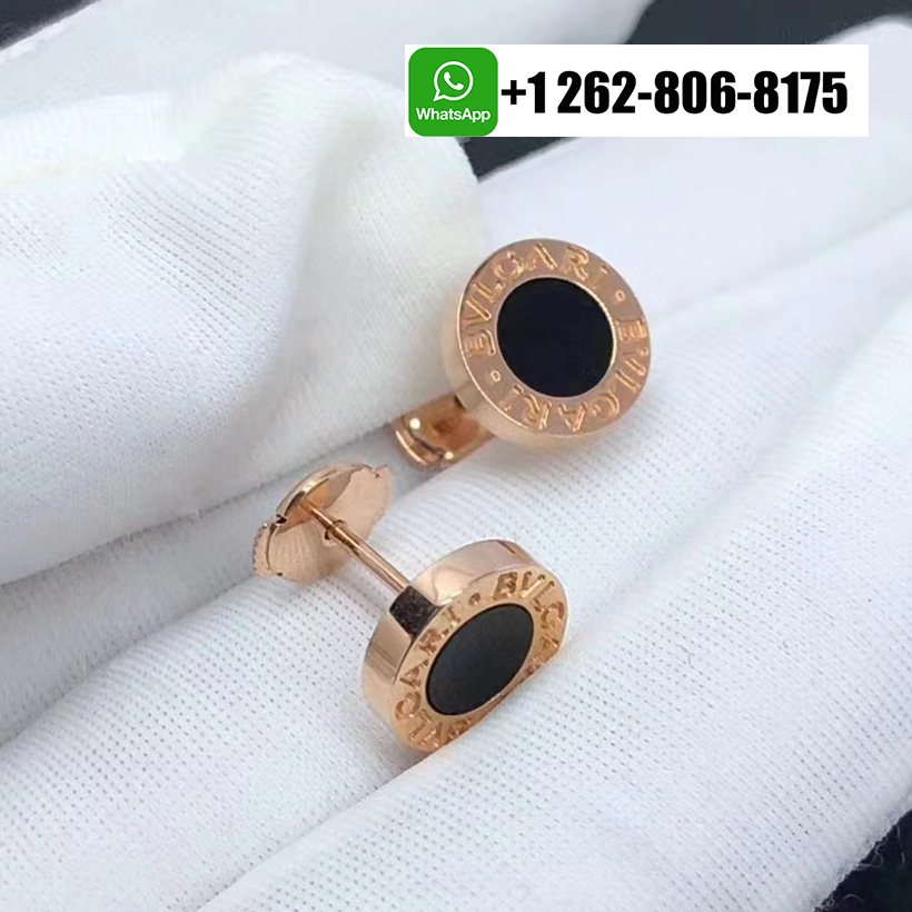 Bvlgari Bvlgari 18k Rose Gold Single Stud Earring with Onyx 354730
