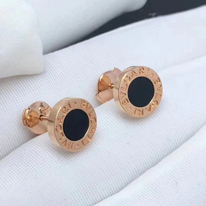 Bvlgari Bvlgari 18k Rose Gold Single Stud Earring with Onyx 354730