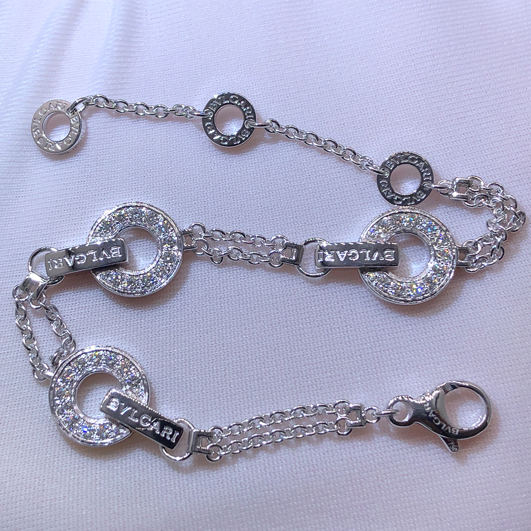 Bvlgari Bvlgari Openwork 18k White Gold Full Pavé Diamonds Bracelet 357939