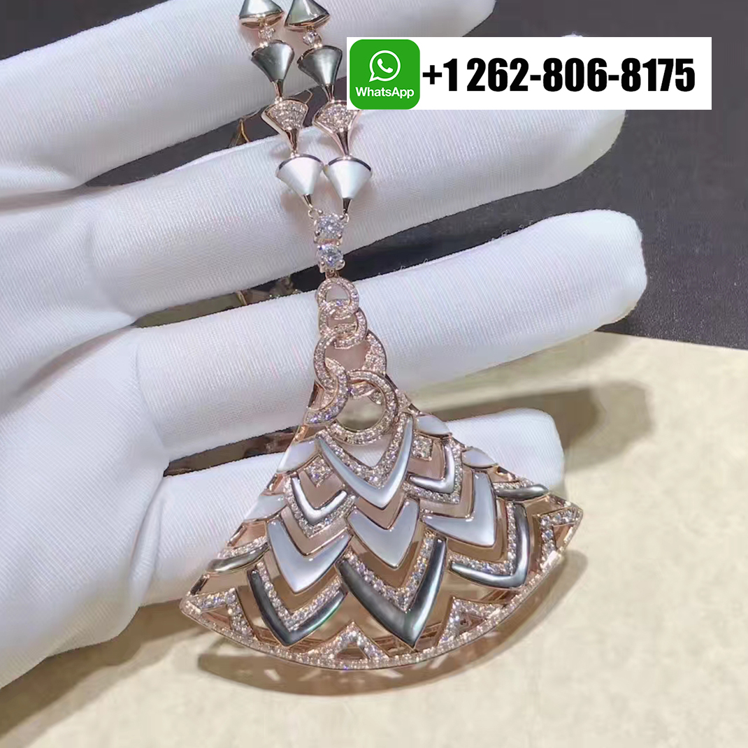 Bvlgari Divas Dream Diamond High Jewelry Necklace in 18k Rose Gold with Mother of Pearl