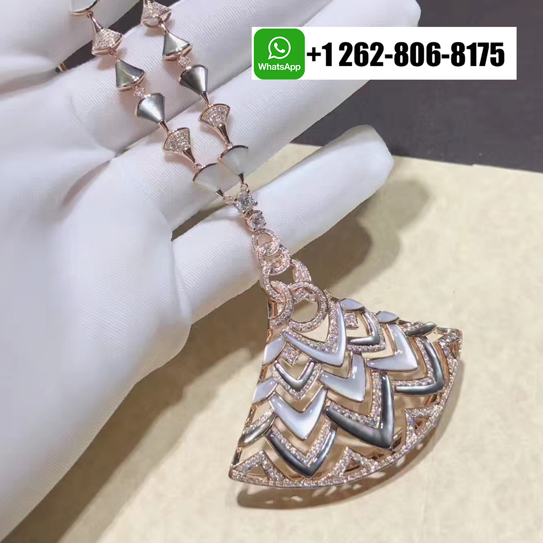 Bvlgari Divas Dream Diamond High Jewelry Necklace in 18k Rose Gold with Mother of Pearl