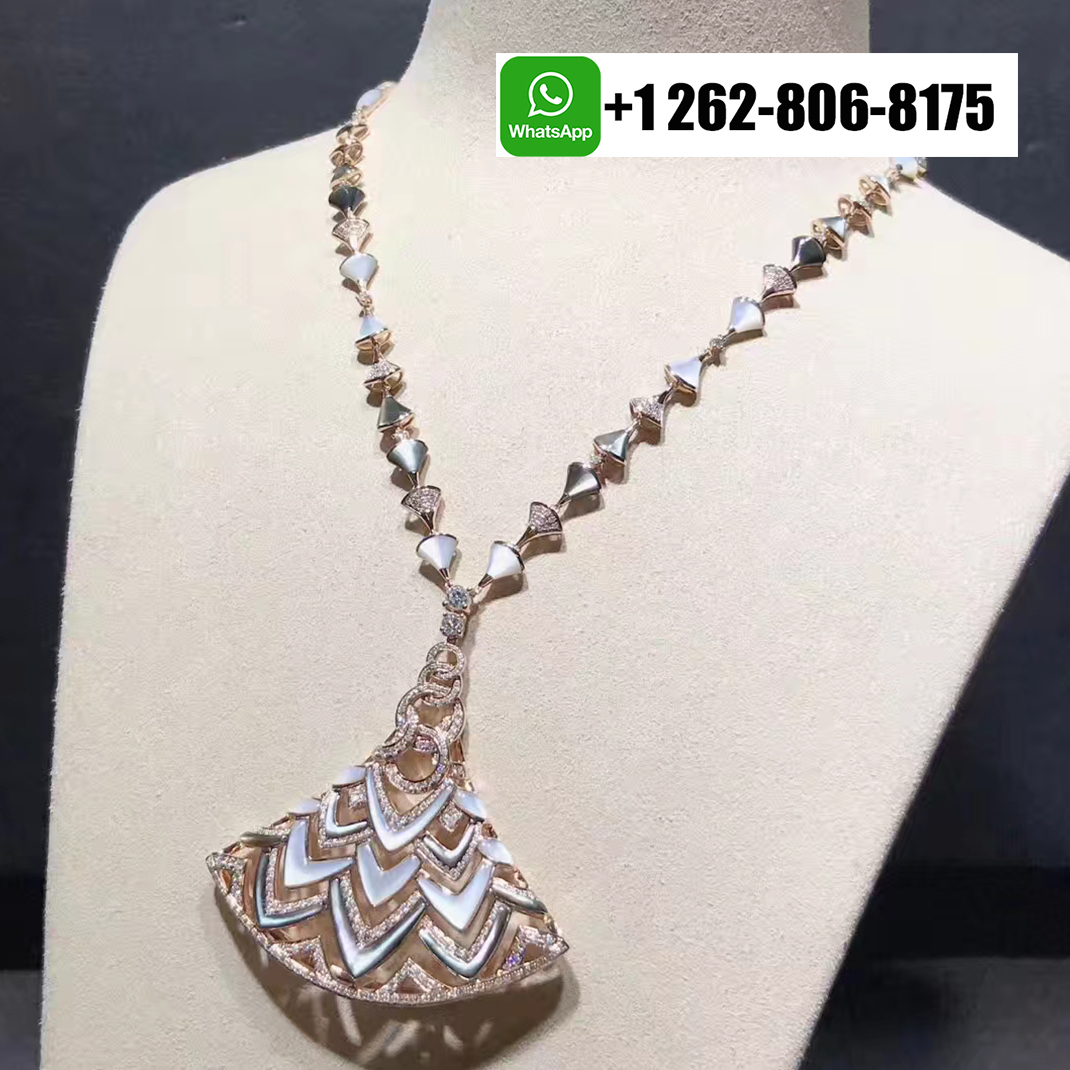 Bvlgari Divas Dream Diamond High Jewelry Necklace in 18k Rose Gold with Mother of Pearl
