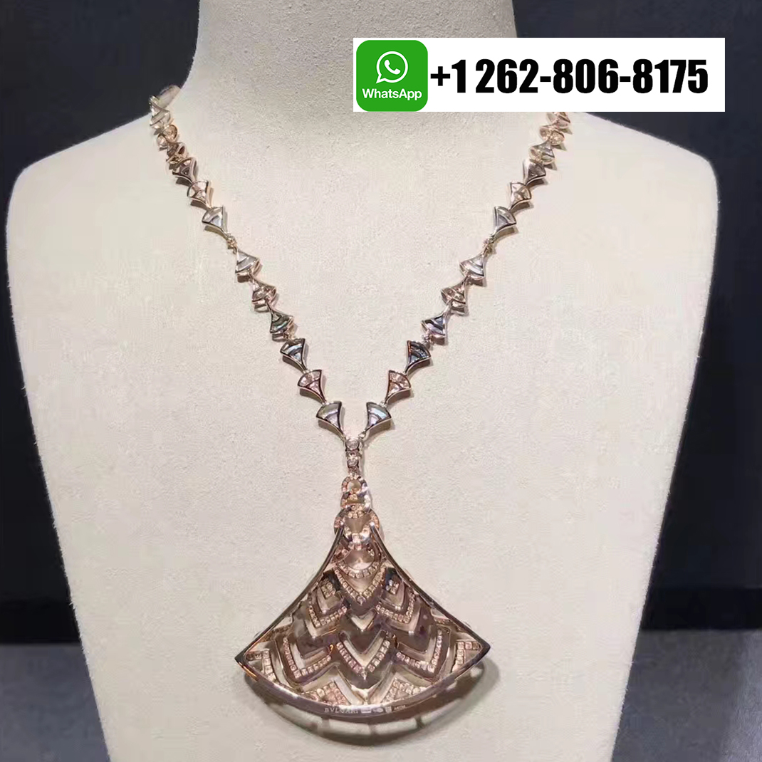 Bvlgari Divas Dream Diamond High Jewelry Necklace in 18k Rose Gold with Mother of Pearl