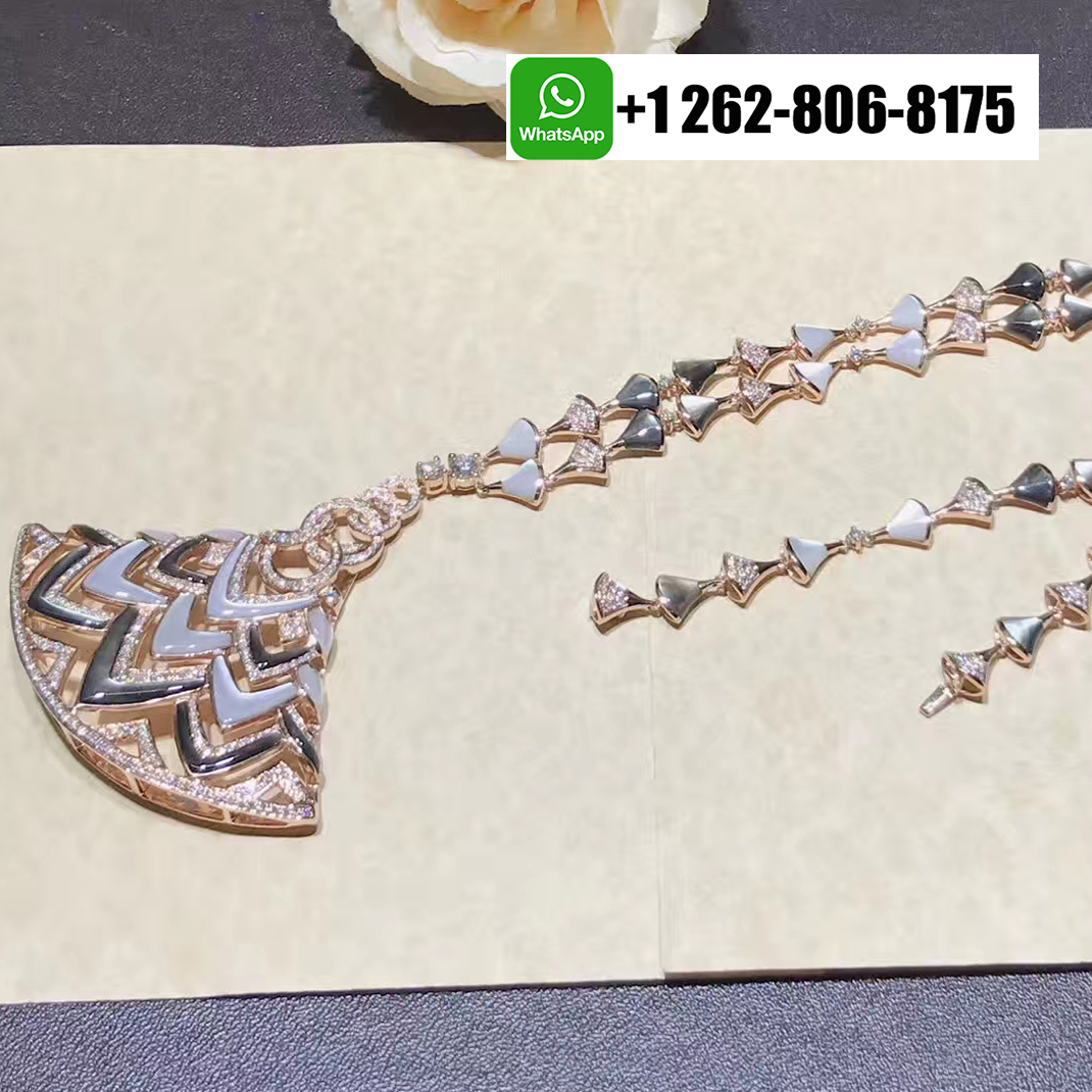 Bvlgari Divas Dream Diamond High Jewelry Necklace in 18k Rose Gold with Mother of Pearl