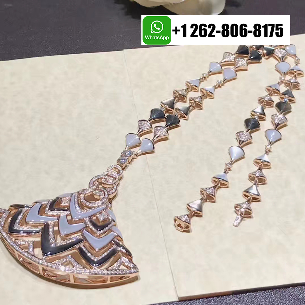 Bvlgari Divas Dream Diamond High Jewelry Necklace in 18k Rose Gold with Mother of Pearl