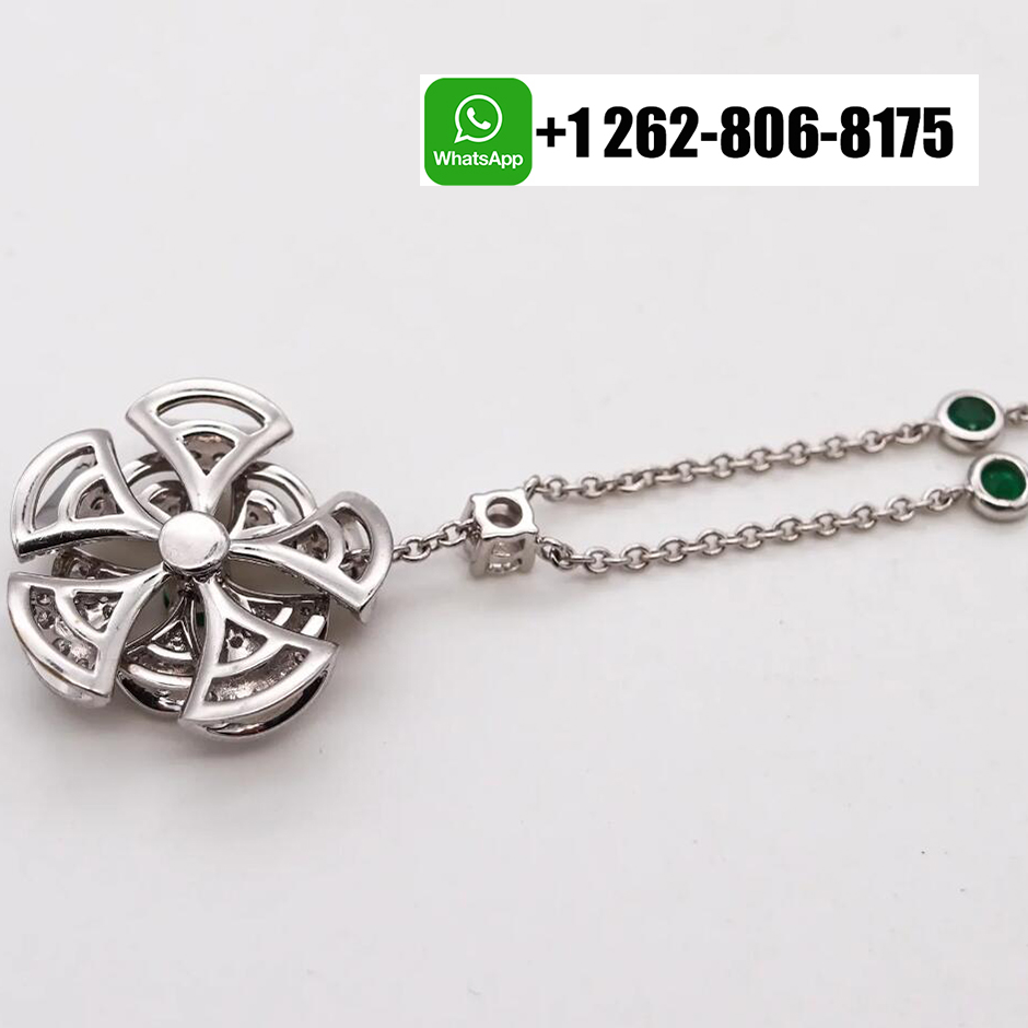 Bvlgari Divas’ Dream Diamond and Emerald 18k White Gold Pendant Necklace