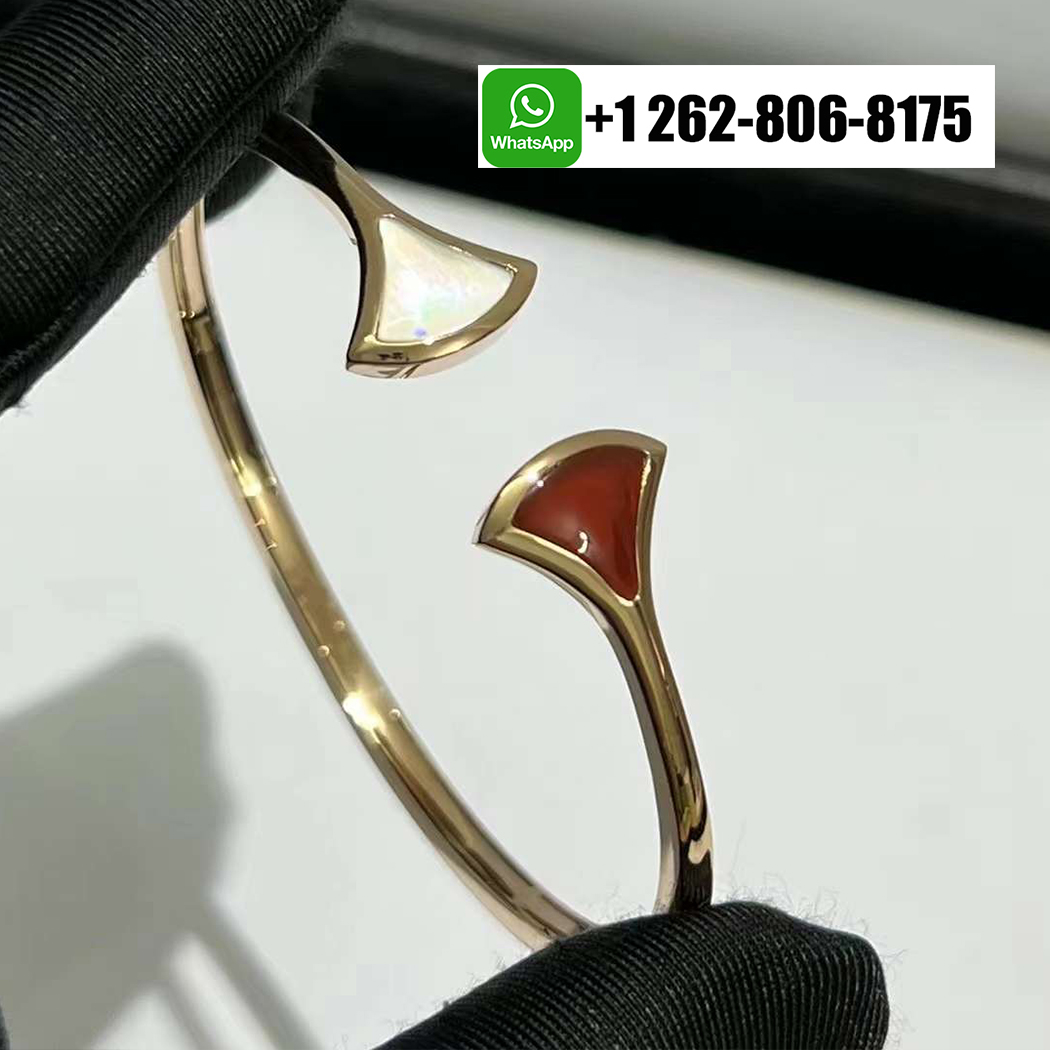 Bvlgari Divas’ Dream Open Cuff Bracelet 18K Rose Gold with Carnelian Mother of Pearl