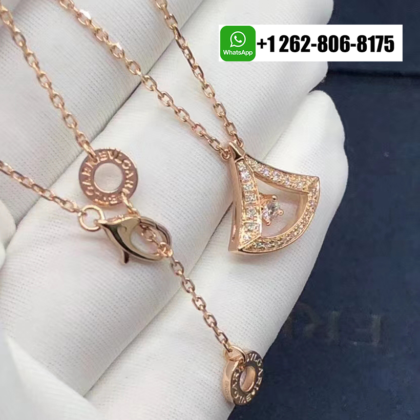 Bvlgari Divas’ Dream Pavé Diamonds 18k Rose Gold Openwork Pendant Necklace 354363