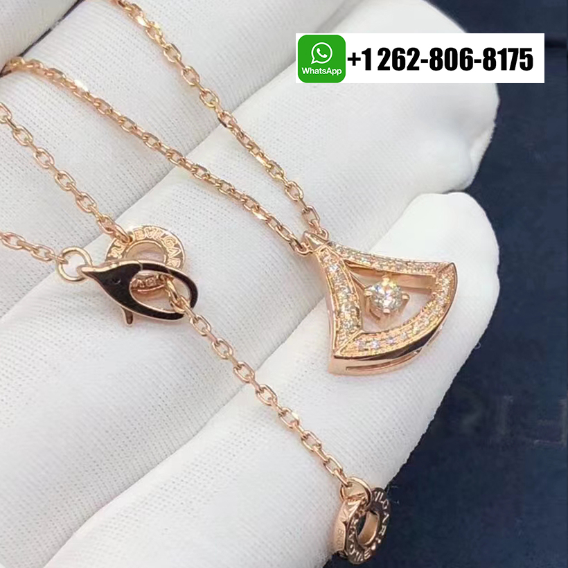 Bvlgari Divas’ Dream Pavé Diamonds 18k Rose Gold Openwork Pendant Necklace 354363