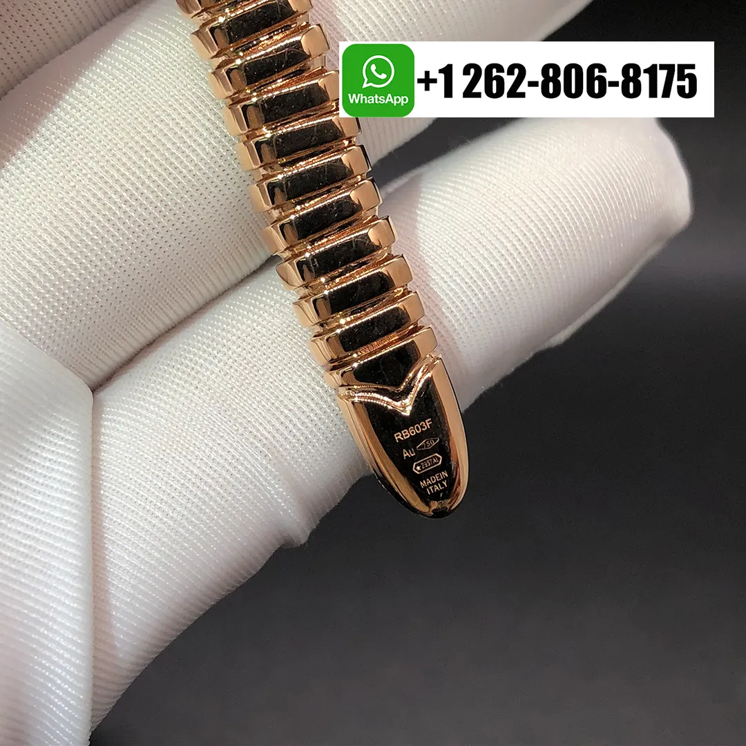 Bvlgari Serpenti 18k Rose Gold Flexible Tubogas Necklace with Pave Diamonds 350680