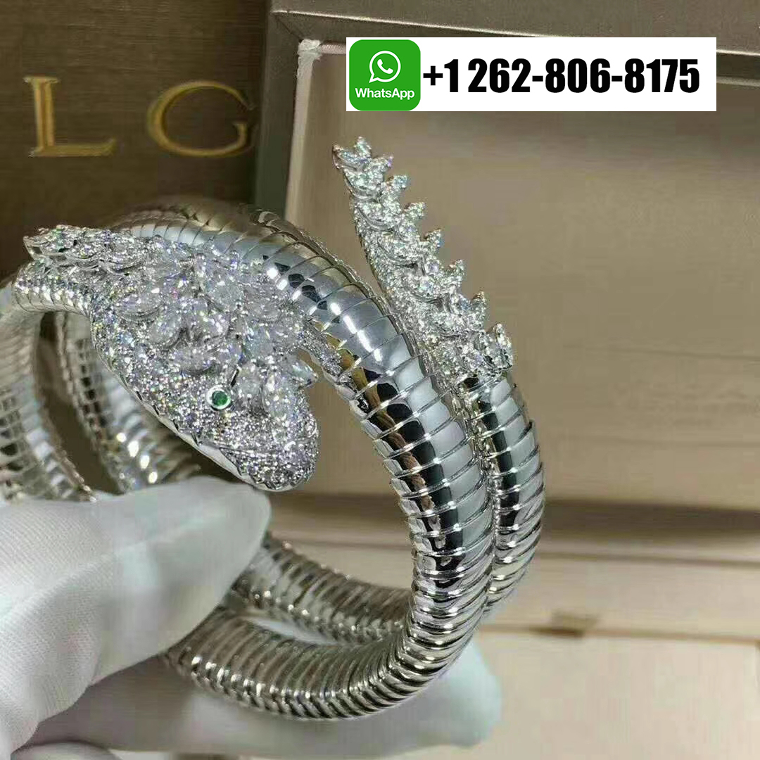 Bvlgari Serpenti High Jewelry Tubolare Bracelet 18k White Gold with Diamonds