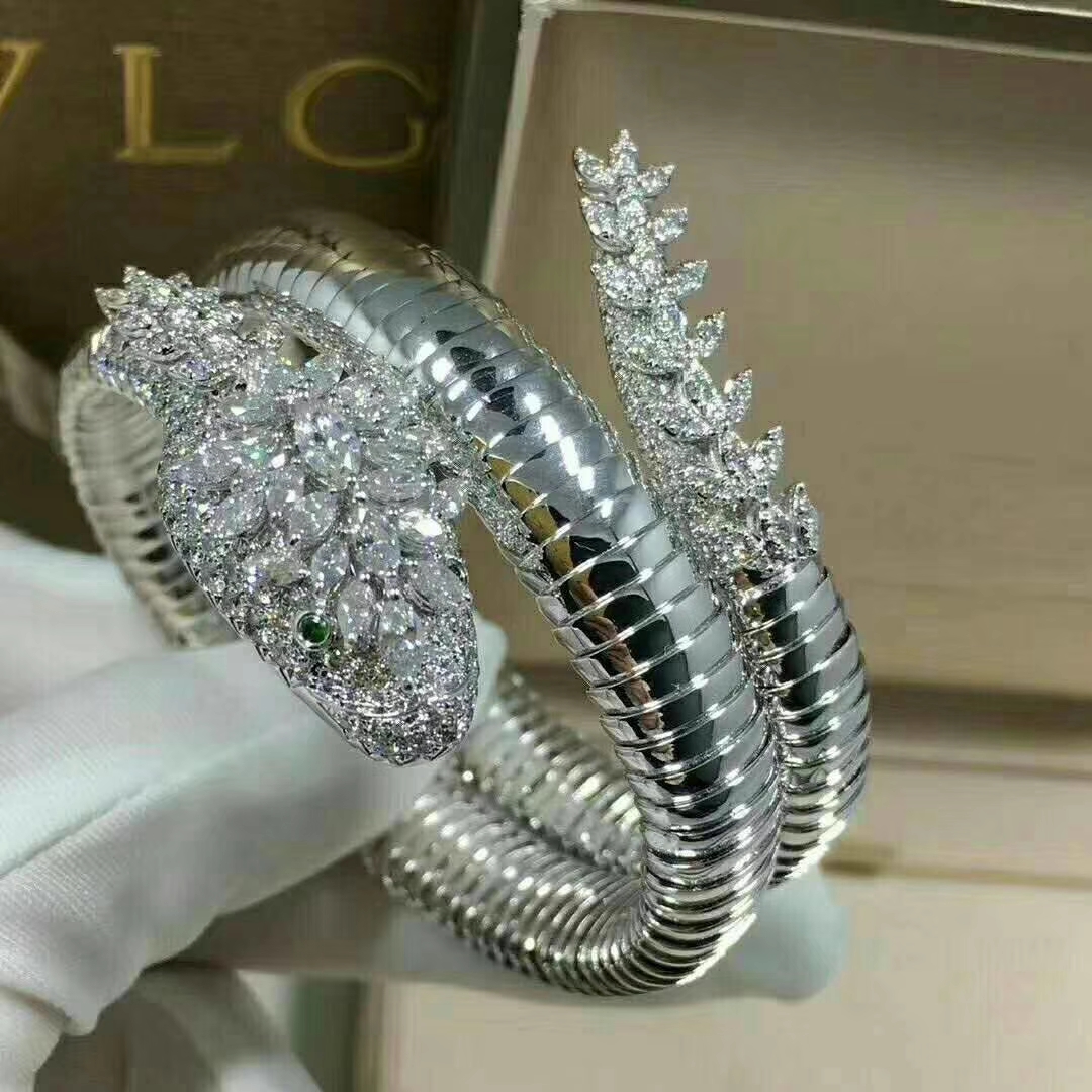 Bvlgari Serpenti High Jewelry Tubolare Bracelet 18k White Gold with Diamonds