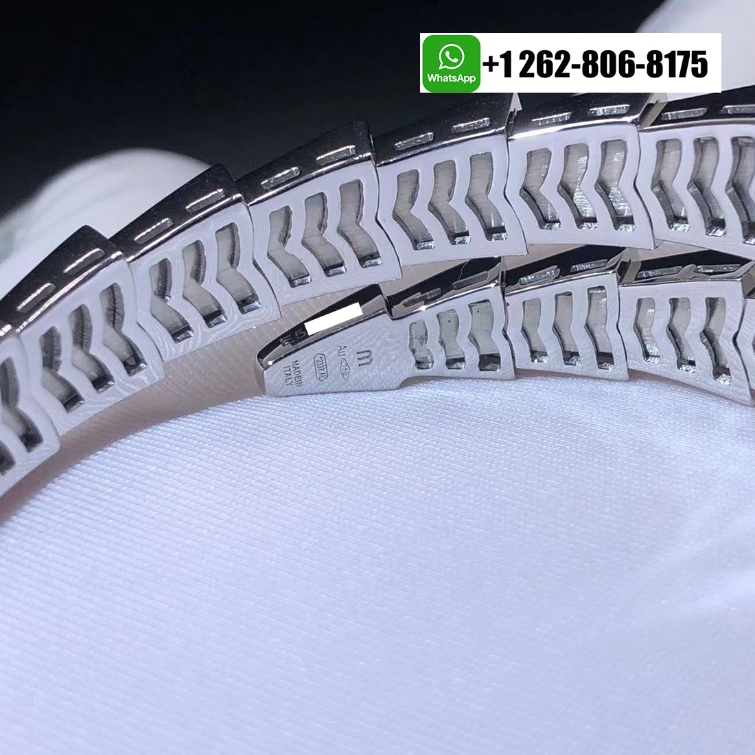 Bvlgari Serpenti Viper Full Pave Diamonds One-coil 18k White Gold Bracelet 345215