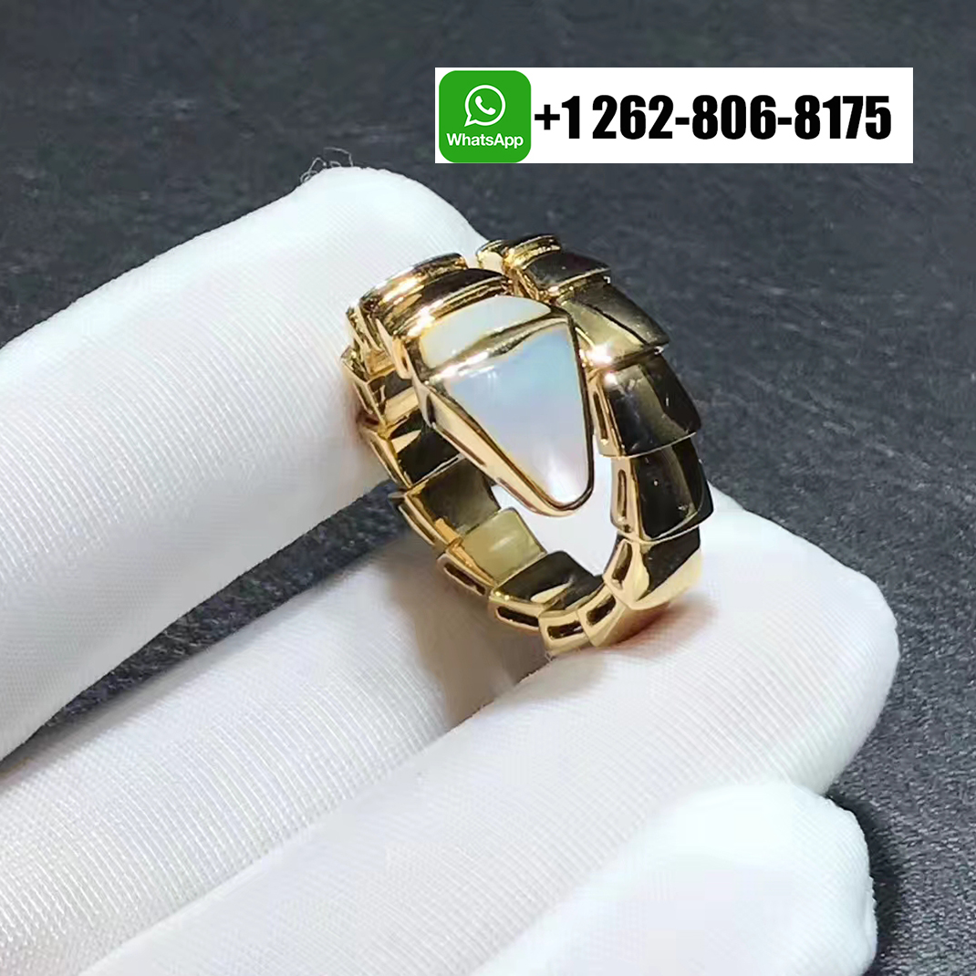 Bvlgari Serpenti Viper One-coil Ring 18k Yellow Gold with Mother-of-pearl