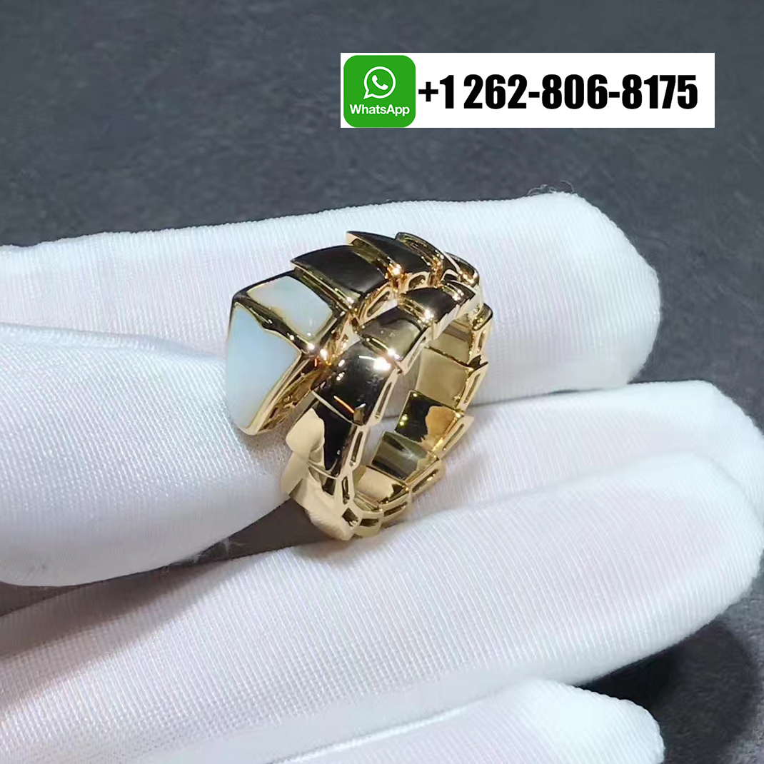 Bvlgari Serpenti Viper One-coil Ring 18k Yellow Gold with Mother-of-pearl