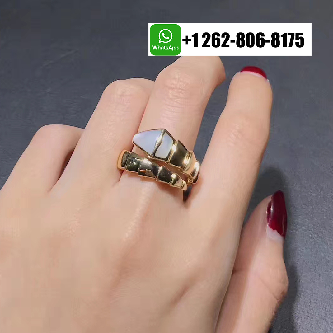 Bvlgari Serpenti Viper One-coil Ring 18k Yellow Gold with Mother-of-pearl