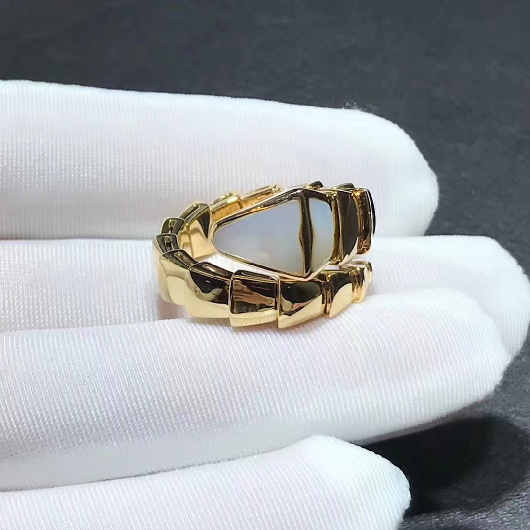 Bvlgari Serpenti Viper One-coil Ring 18k Yellow Gold with Mother-of-pearl