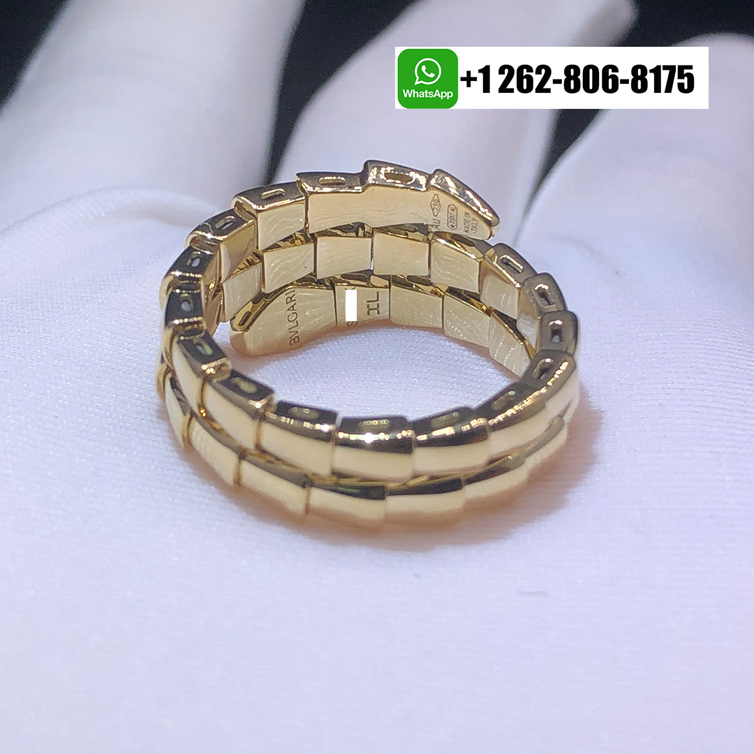 Bvlgari Serpenti Viper Two-coil 18k Yellow Gold Ring with Diamonds 357878