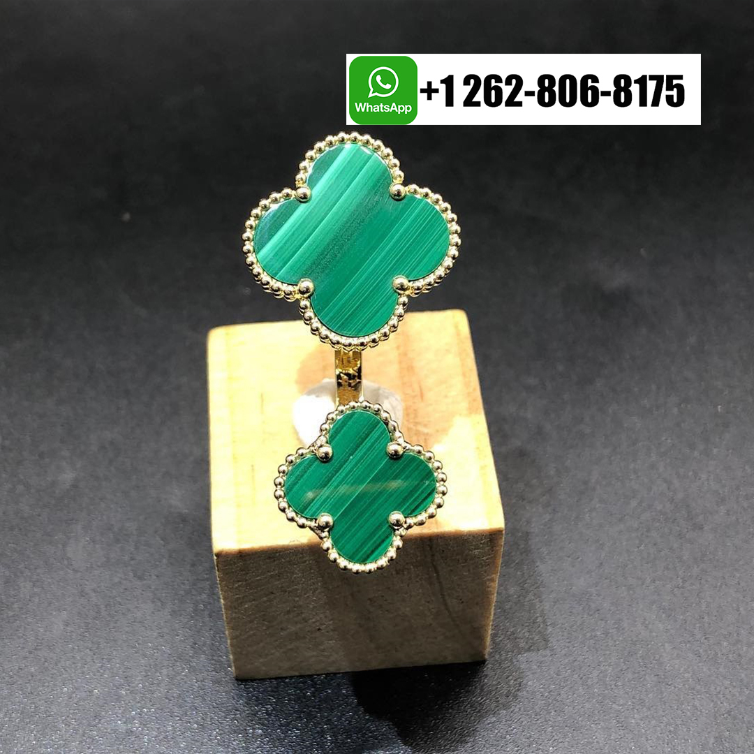 18k Yellow Gold Van Cleef & Arpels Magic Alhambra Malachite Between the Finger Ring VCARO3MI00