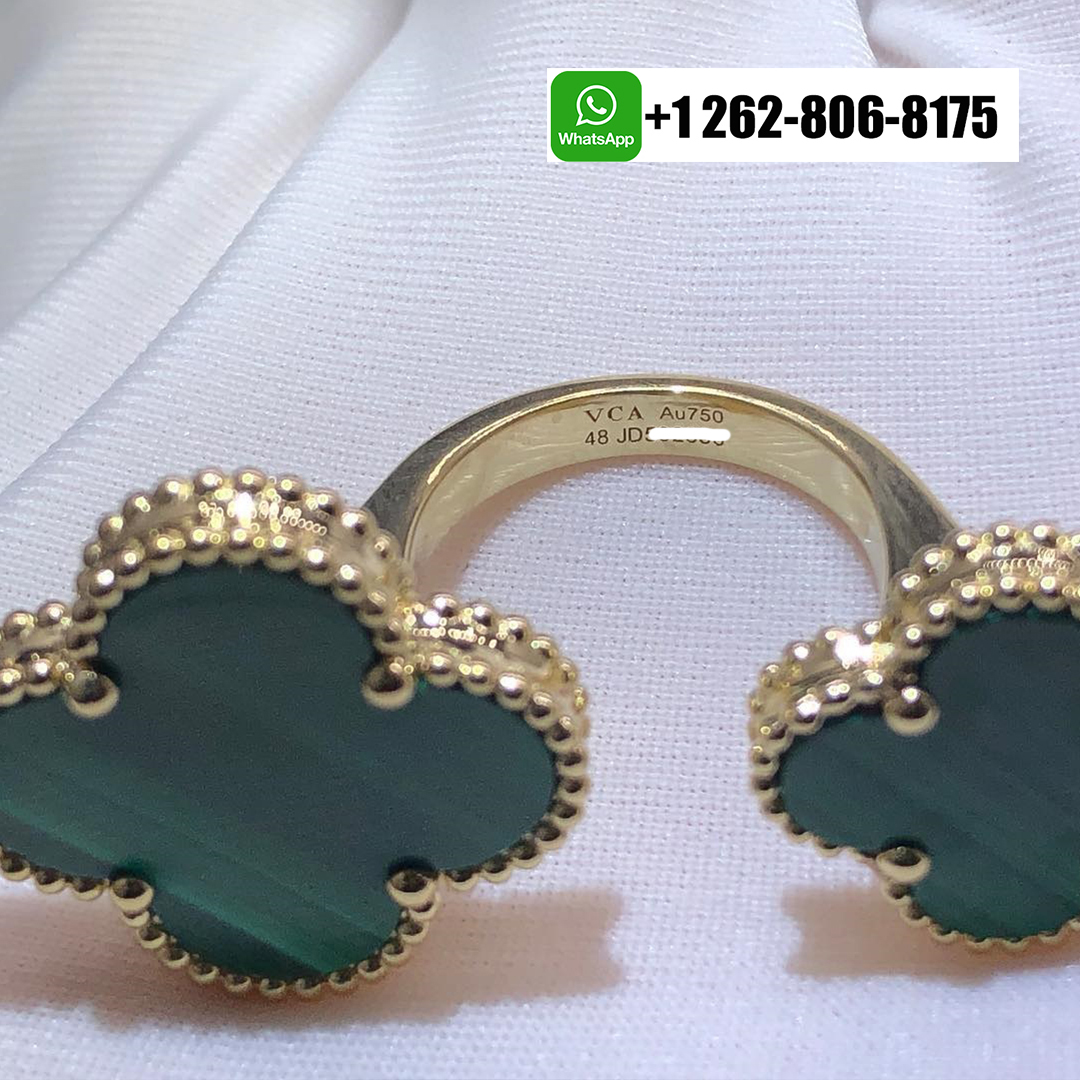 18k Yellow Gold Van Cleef & Arpels Magic Alhambra Malachite Between the Finger Ring VCARO3MI00
