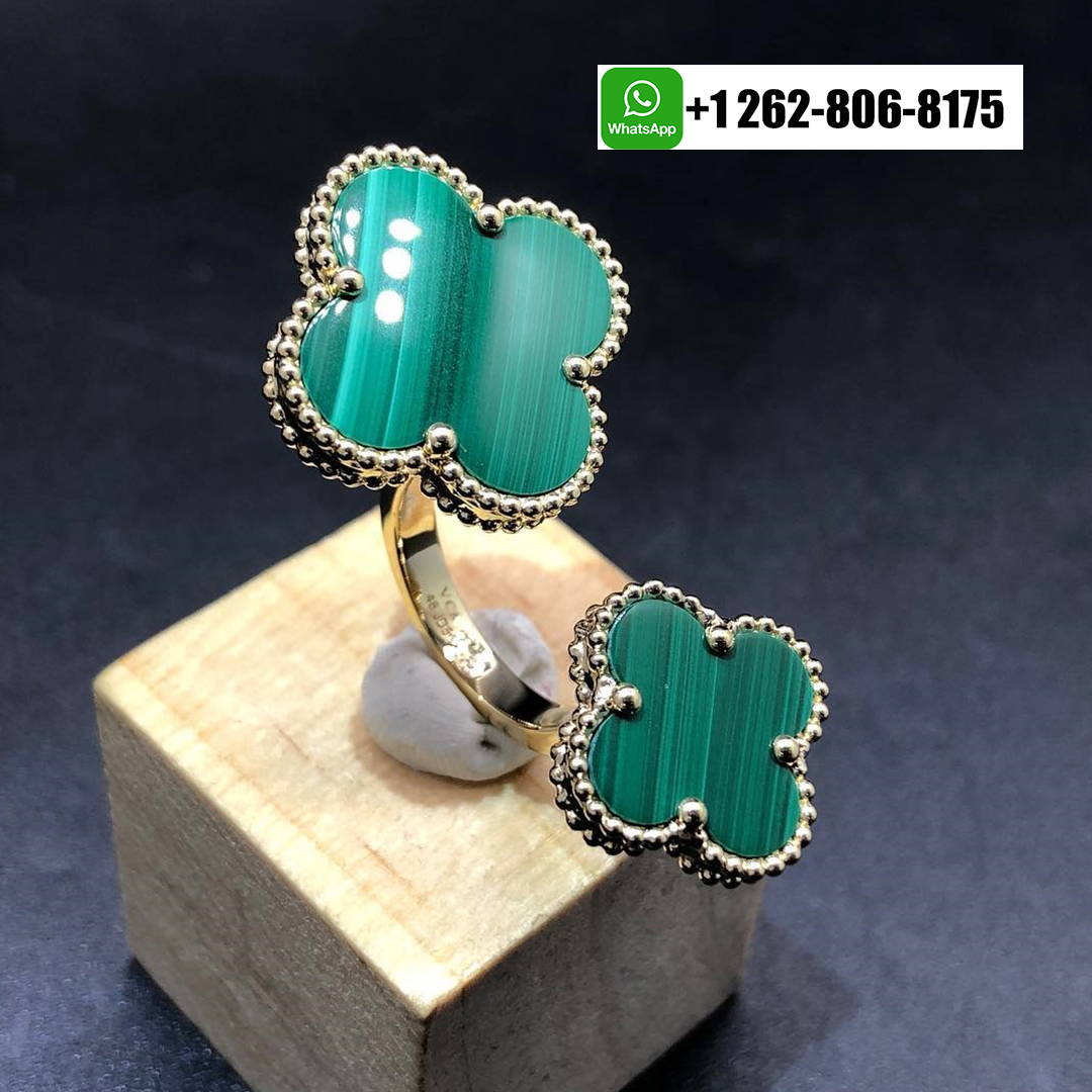 18k Yellow Gold Van Cleef & Arpels Magic Alhambra Malachite Between the Finger Ring VCARO3MI00