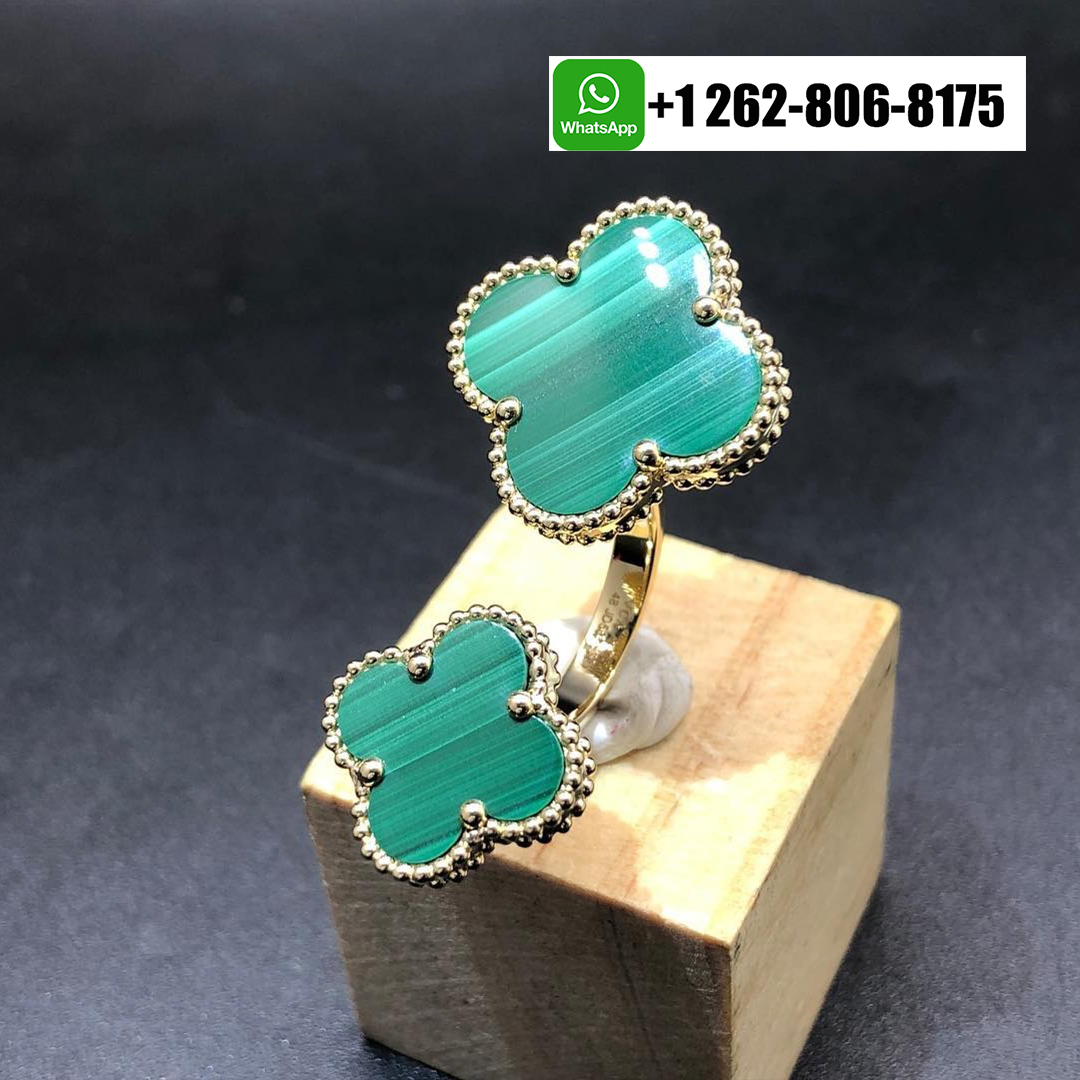 18k Yellow Gold Van Cleef & Arpels Magic Alhambra Malachite Between the Finger Ring VCARO3MI00
