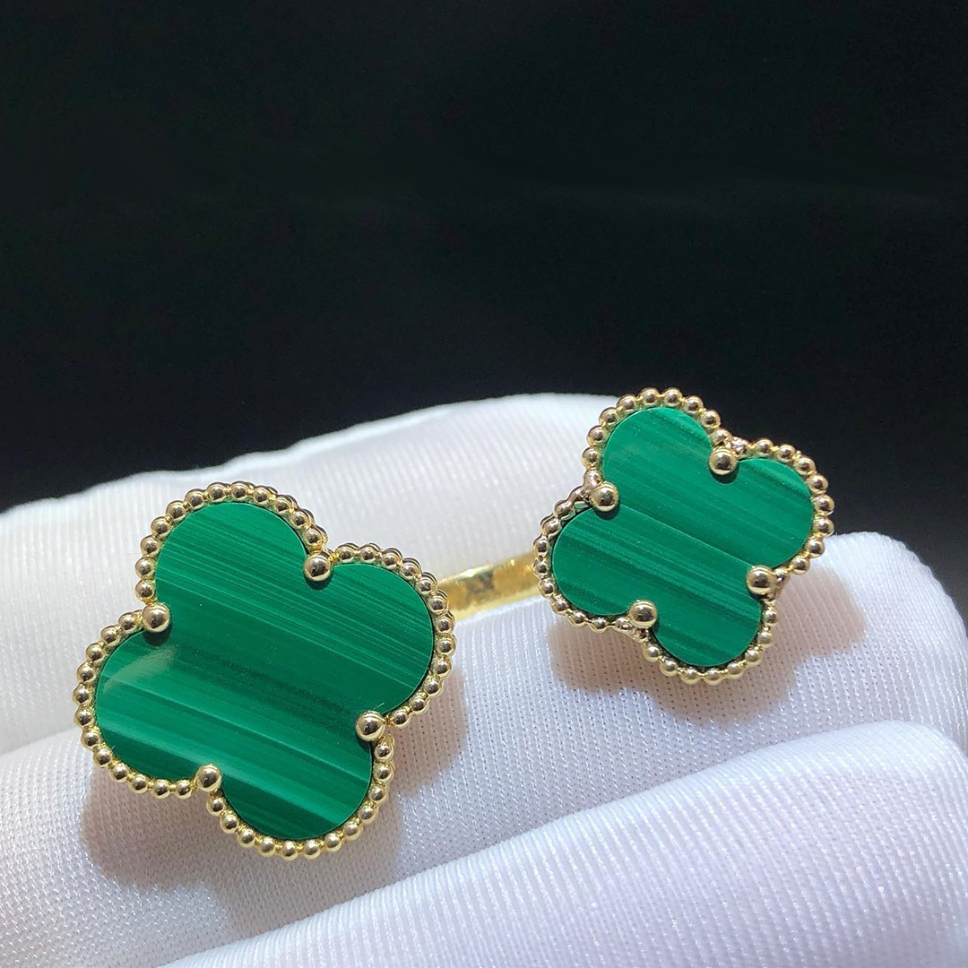 18k Yellow Gold Van Cleef & Arpels Magic Alhambra Malachite Between the Finger Ring VCARO3MI00