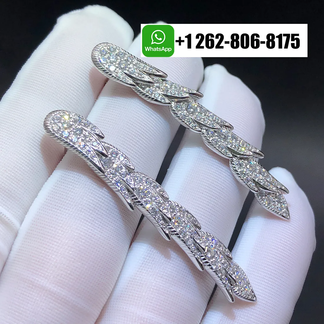 Bird on a Rock by Tiffany Platinum with Diamonds Wings Drop Earrings