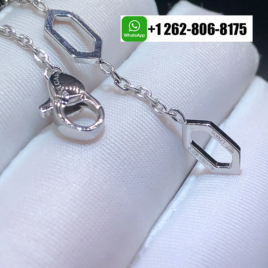 Bvlgari Serpenti Seduttori Pendant Necklace 18k White Gold with Pave Diamonds and Sapphire Eyes 353529