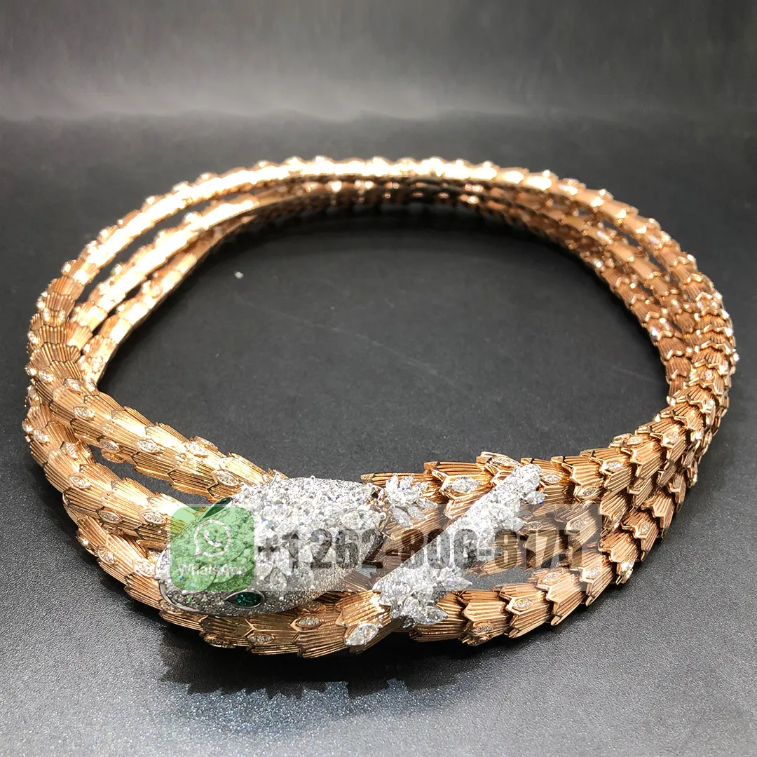 Bvlgari Serpenti Diamonds Three-circle High Jewelry Necklace in 18k Rose Gold