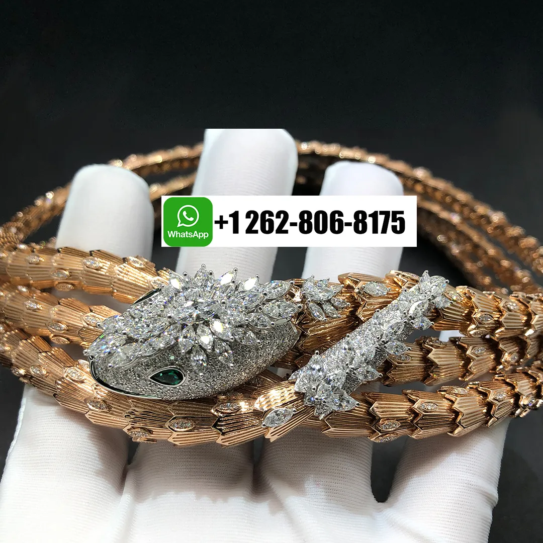 Bvlgari Serpenti Diamonds Three-circle High Jewelry Necklace in 18k Rose Gold