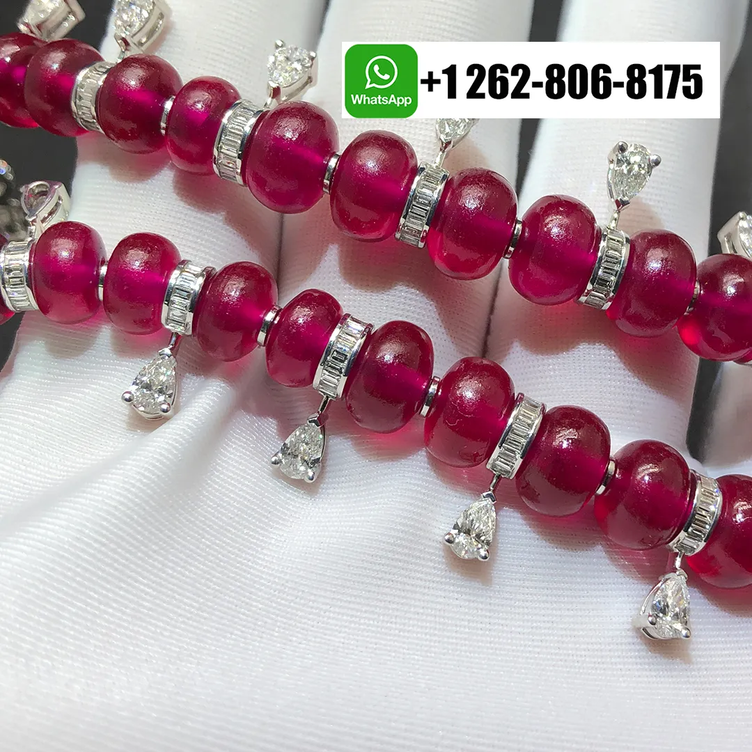 Bvlgari Serpenti High Jewelry Necklace with Rubellite Beads, Diamond and Ruby Eyes 18k White Gold