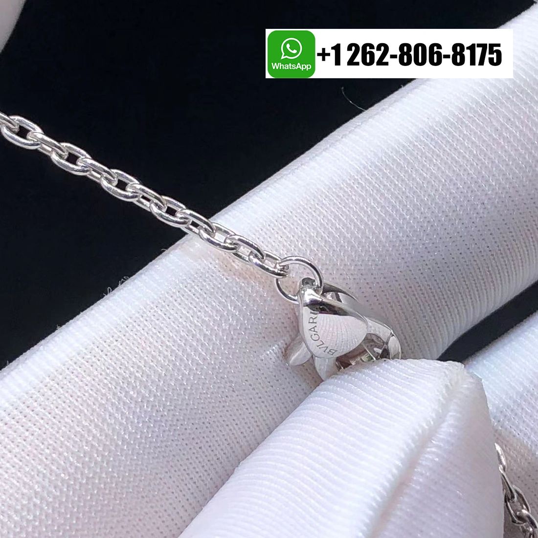 Bvlgari Serpenti Seduttori 18k White Gold Pavé Diamonds Pendant Necklace with Emerald Eyes 352752