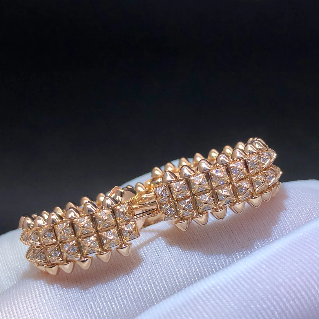 Cartier 18k Rose Gold Clash de Cartier Double Row Pave Diamond Hoop Earrings N8515236