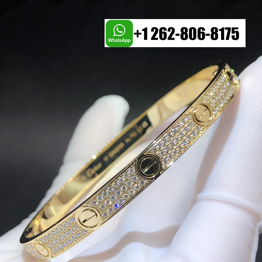 Cartier Love Full Pave Diamond 6.1mm Bracelet in 18k Yellow Gold CRN6726917