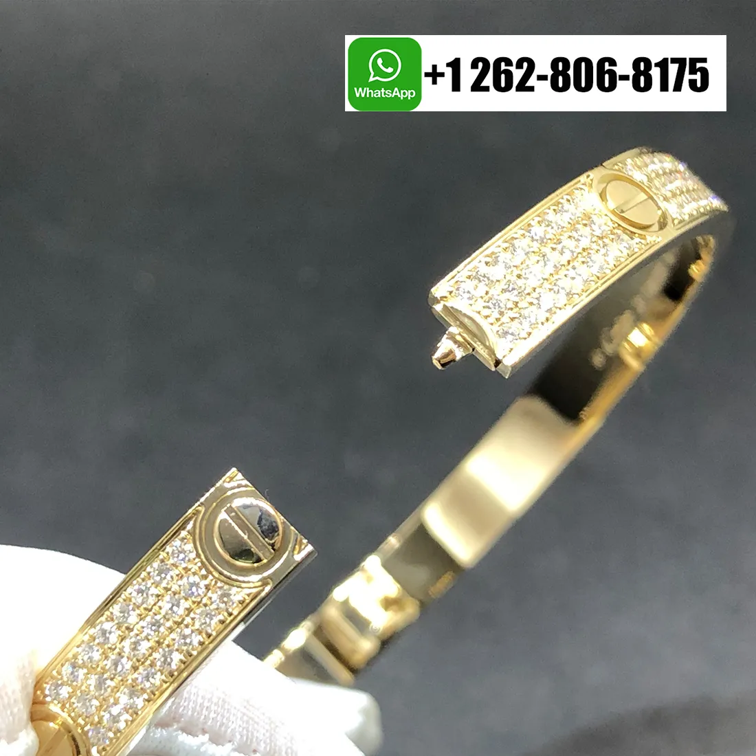 Cartier Love Full Pave Diamond 6.1mm Bracelet in 18k Yellow Gold CRN6726917