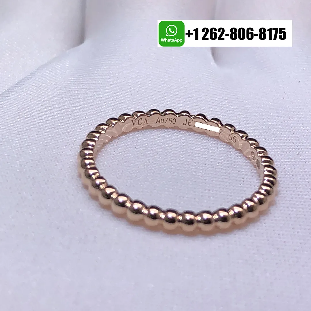 Van Cleef & Arpels 18K Rose Gold Perlée Pearls of Gold Small Model Ring VCARPJMF00