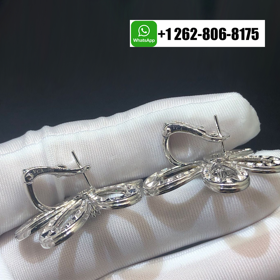 Van Cleef & Arpels Flowerlace Pave Diamonds Earrings in 18k White Gold VCARP05100