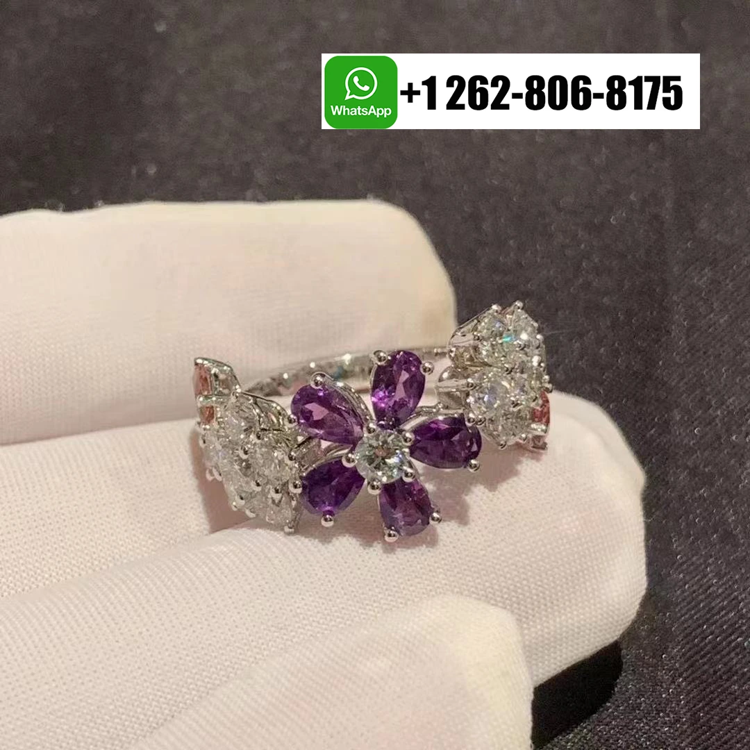 Van Cleef & Arpels Folie de Pres Diamond and Sapphire 18k White Gold High Jewelry Ring VCARP05600