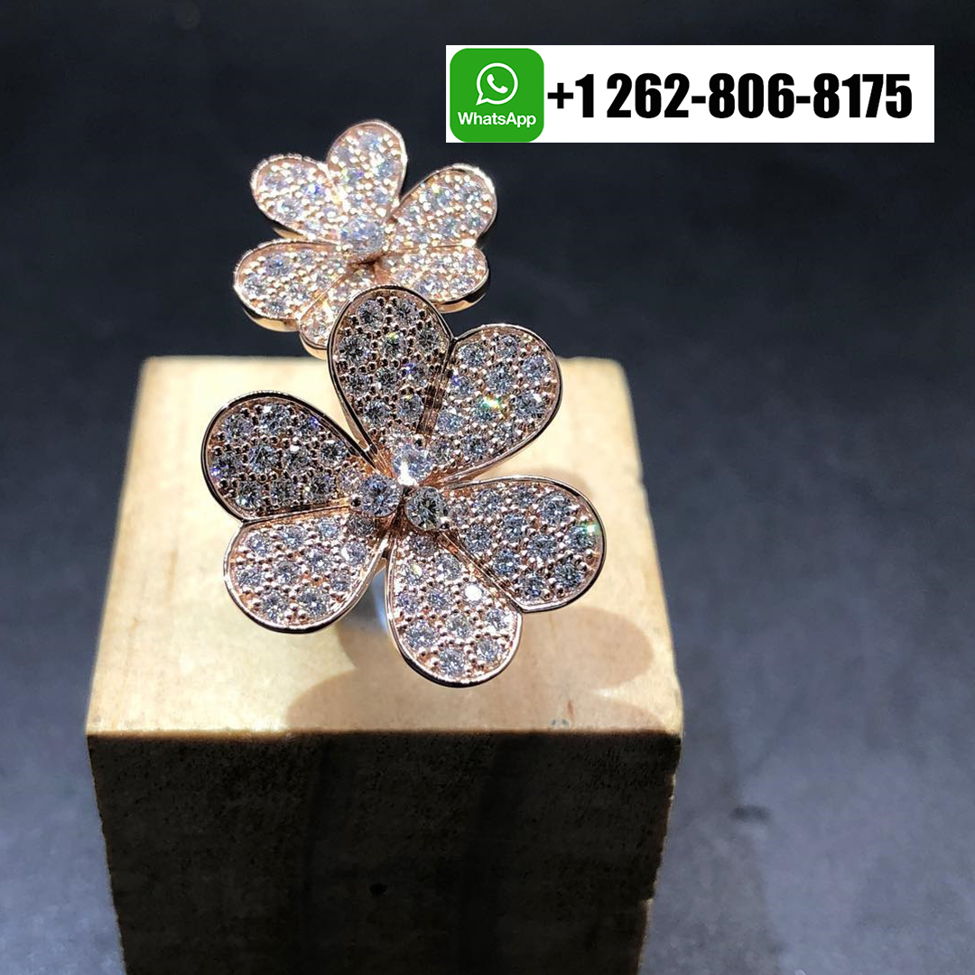 Van Cleef & Arpels Frivole 18k Rose Gold Between the Finger Ring Pave Diamonds VCARP7RK00