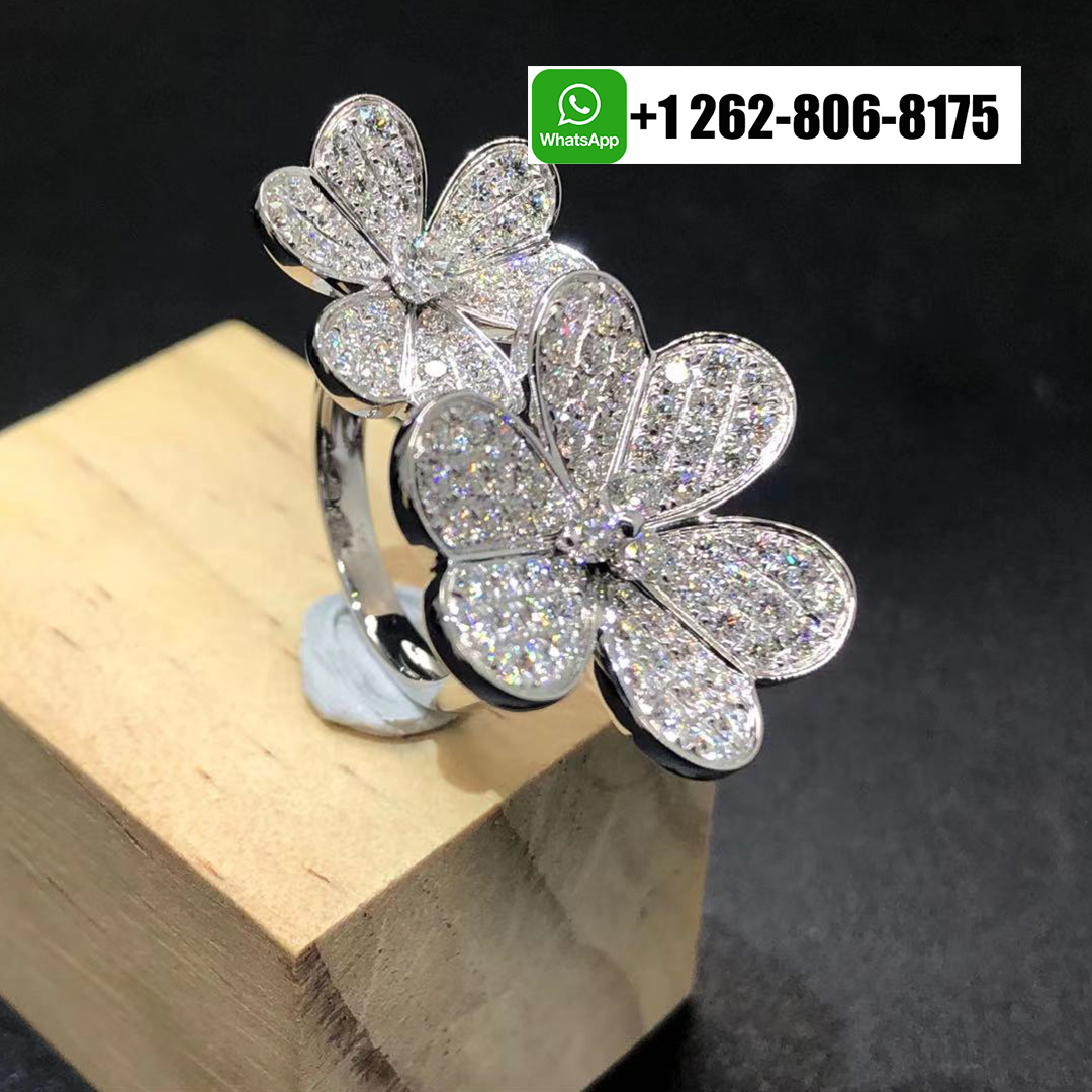Van Cleef & Arpels Frivole Full Pave Diamonds Between the Finger Ring 18k White Gold VCARB67500