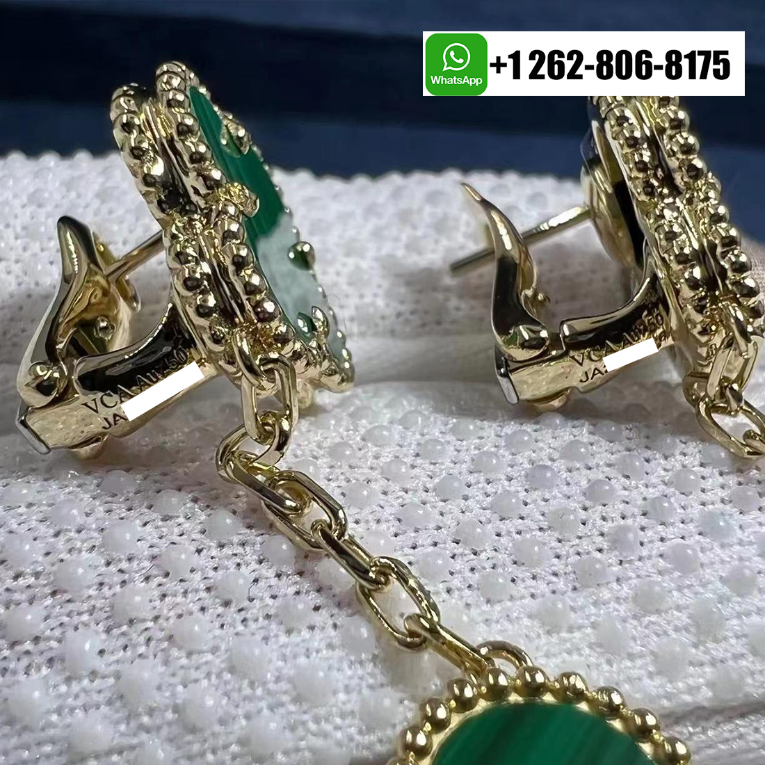 Van Cleef & Arpels Magic Alhambra 2 Motifs Malachite 18k Yellow Gold Earrings