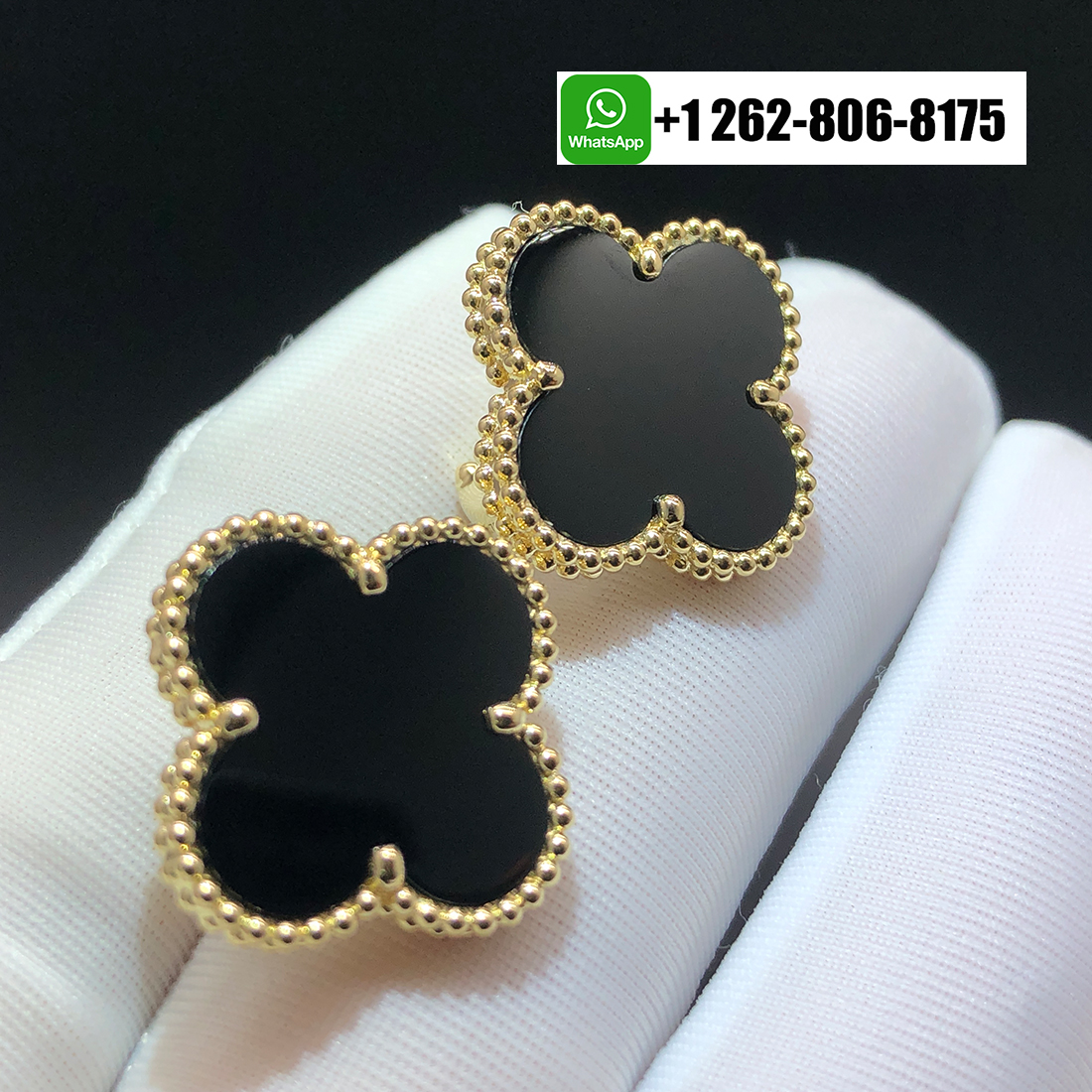 Van Cleef & Arpels Magic Alhambra Black Onyx 18K Yellow Gold Earrings VCARA44300